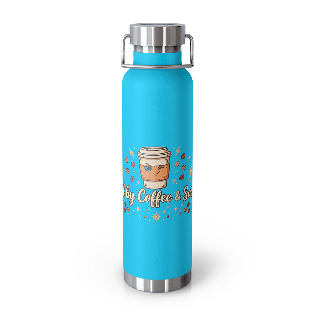 Fueled by Coffee & Sarcasm — Funny 22oz Copper Vacuum Insulated Bottle