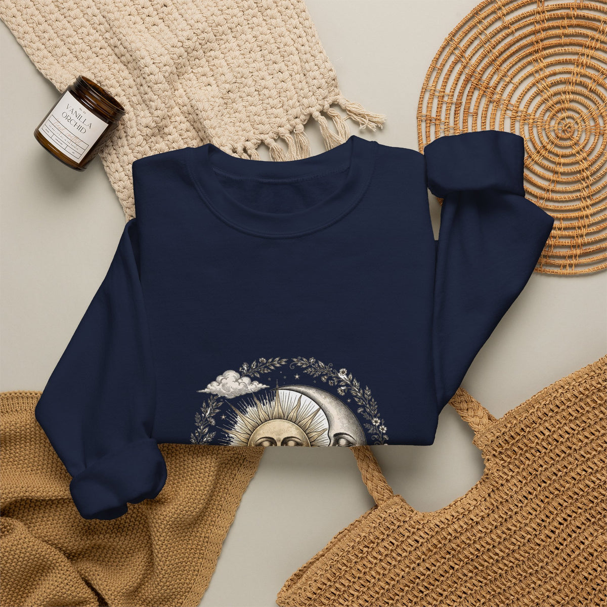 Vintage Celestial Sun and Moon Sweatshirt
