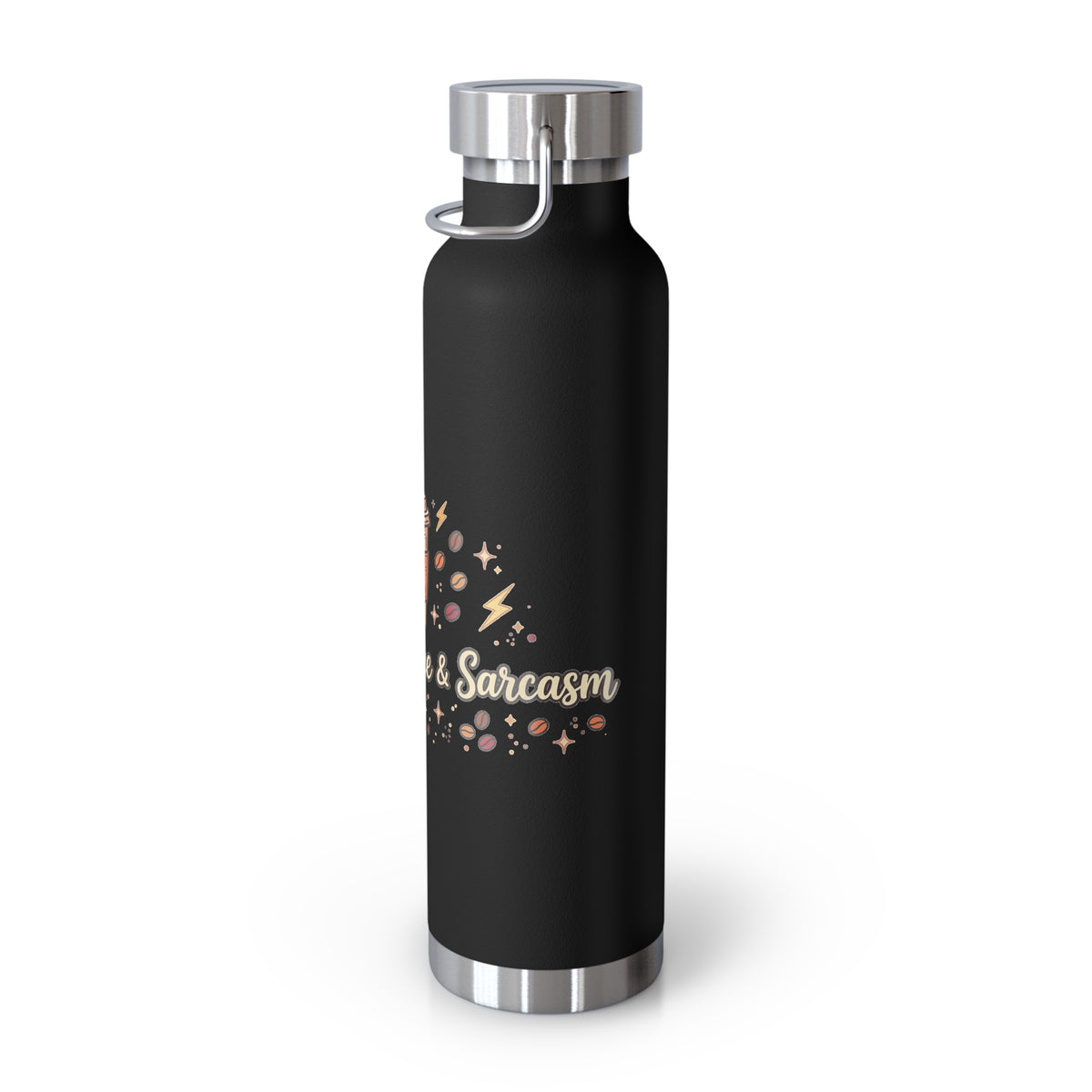 Fueled by Coffee & Sarcasm — Funny 22oz Copper Vacuum Insulated Bottle