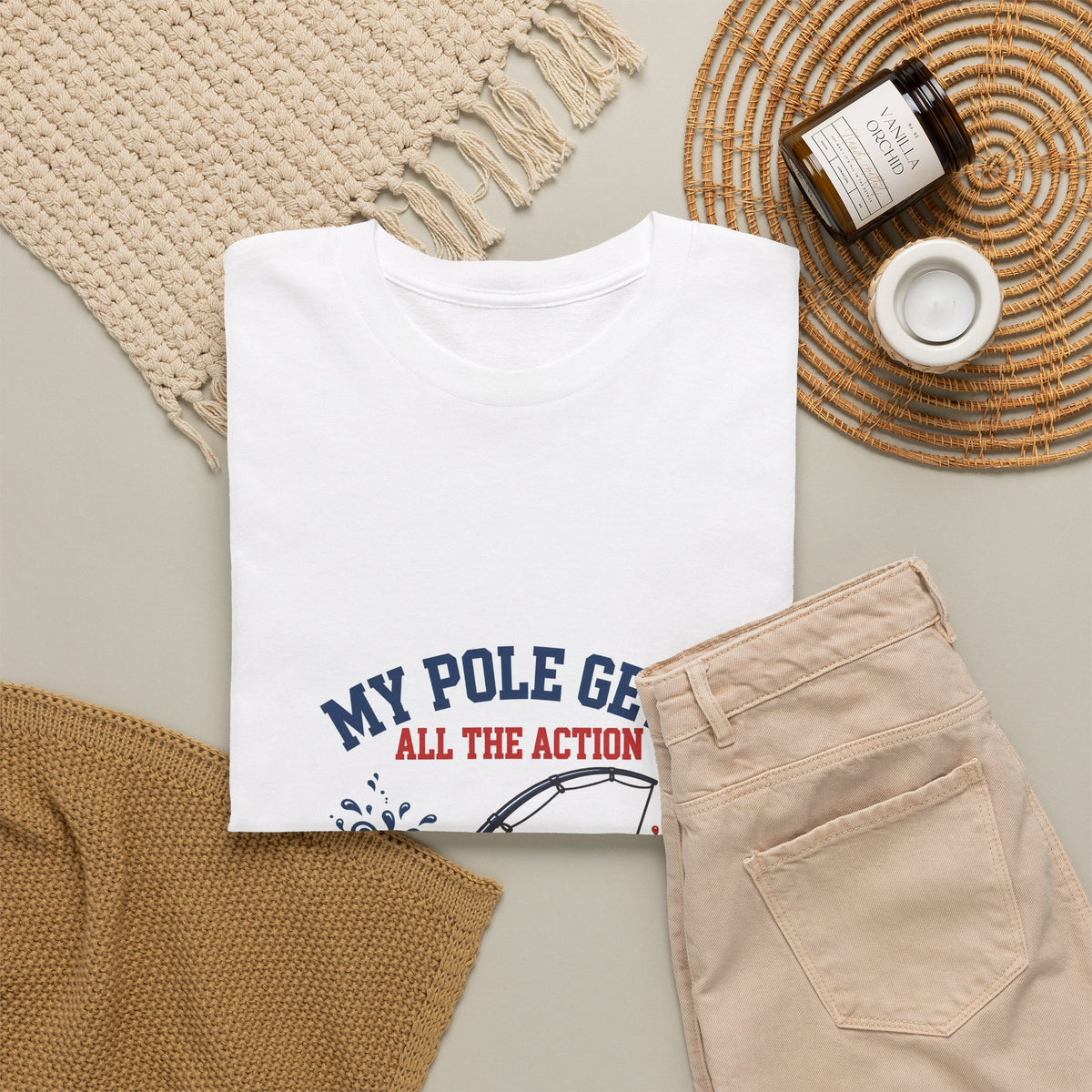 My Pole Gets All the Action — Funny Fishing T-Shirt