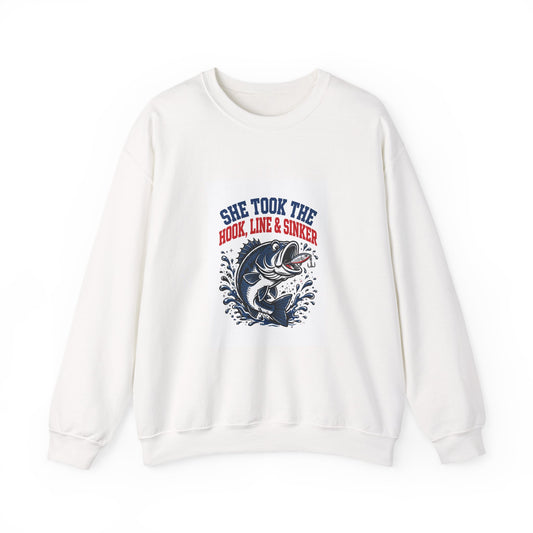 She Took the Hook, Line & Sinker — Funny Fishing Sweatshirt