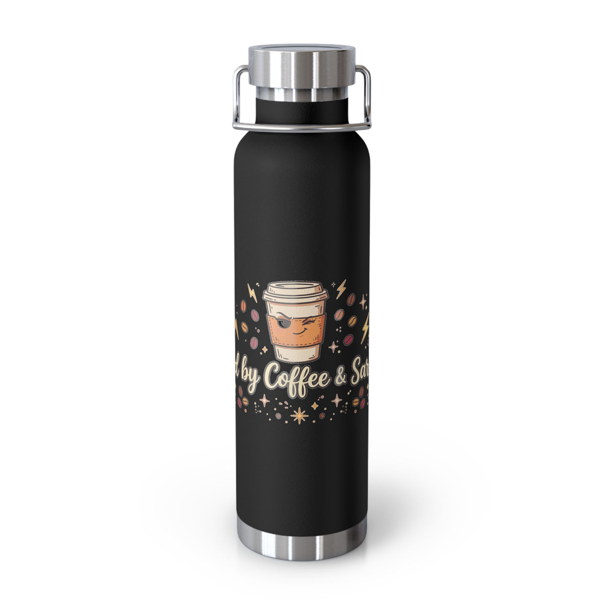 Fueled by Coffee & Sarcasm — Funny 22oz Copper Vacuum Insulated Bottle