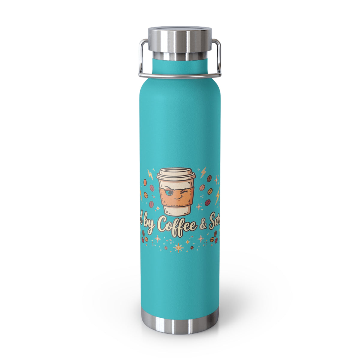 Fueled by Coffee & Sarcasm — Funny 22oz Copper Vacuum Insulated Bottle