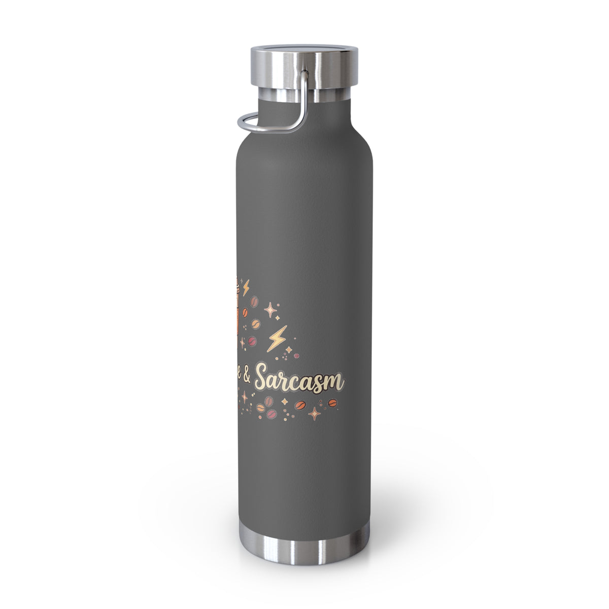 Fueled by Coffee & Sarcasm — Funny 22oz Copper Vacuum Insulated Bottle
