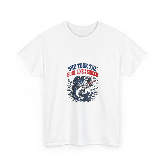 She Took the Hook, Line & Sinker — Funny Fishing T-Shirt