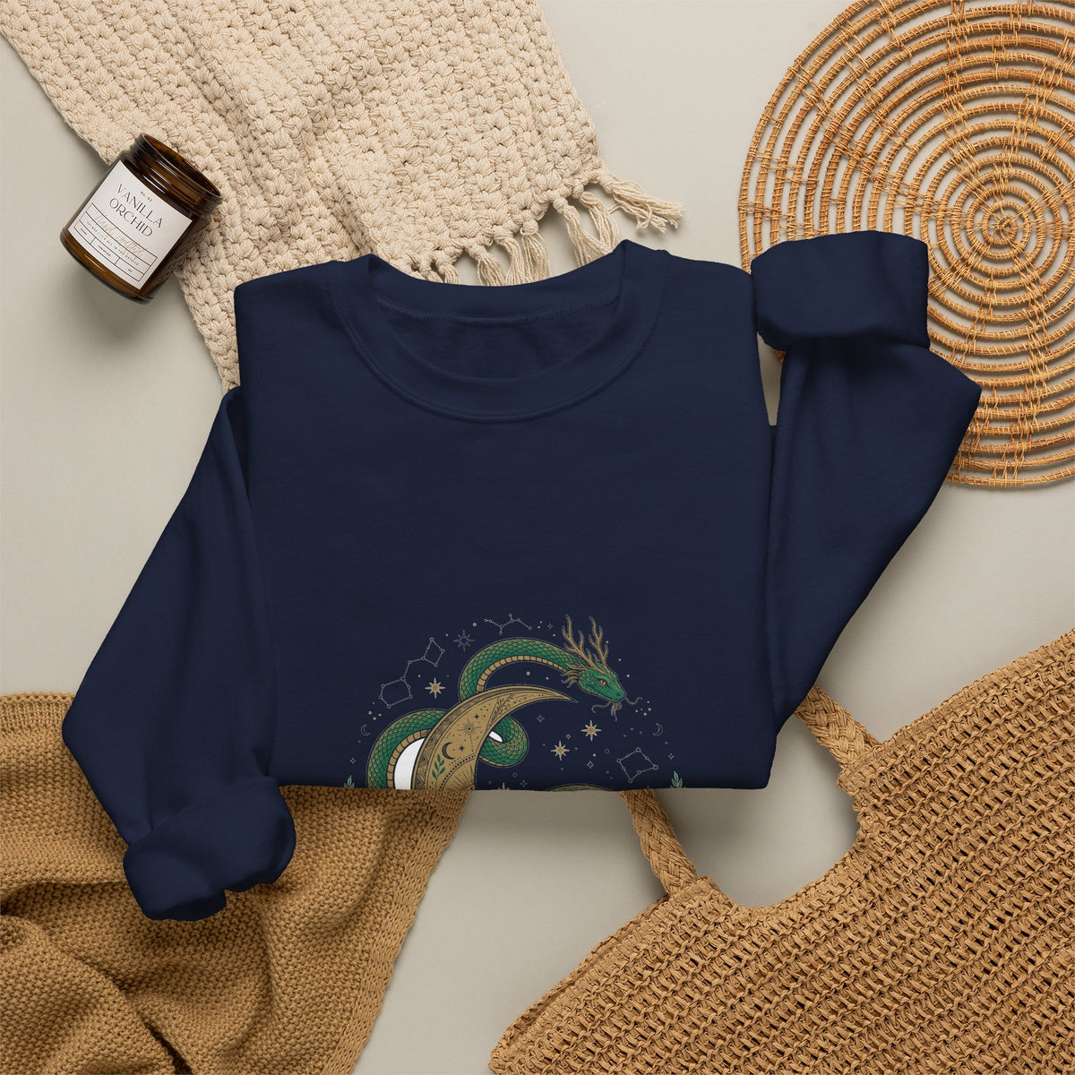 Celestial Snake and Moon Sweatshirt