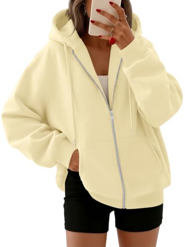 Women's Oversized Zip-Up Fleece Hoodie Sweatshirt