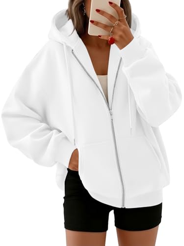 Women's Oversized Zip-Up Fleece Hoodie Sweatshirt