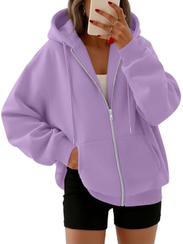 Women's Oversized Zip-Up Fleece Hoodie Sweatshirt