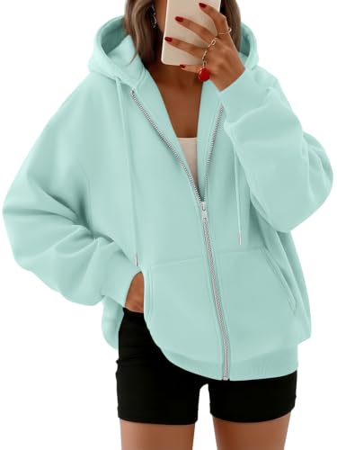 Women's Oversized Zip-Up Fleece Hoodie Sweatshirt