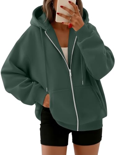Women's Oversized Zip-Up Fleece Hoodie Sweatshirt