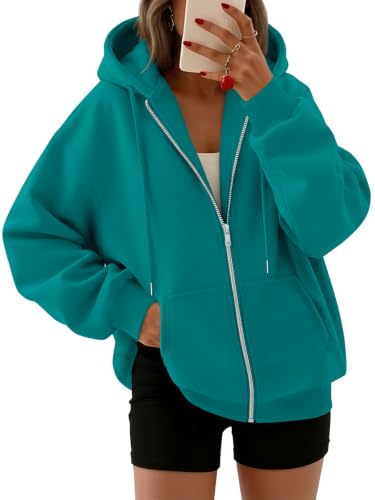 Women's Oversized Zip-Up Fleece Hoodie Sweatshirt