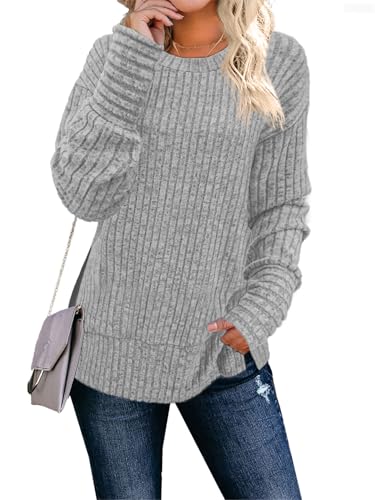 Women's Long Sleeve Crew Neck Lightweight Tunic Sweatshirt