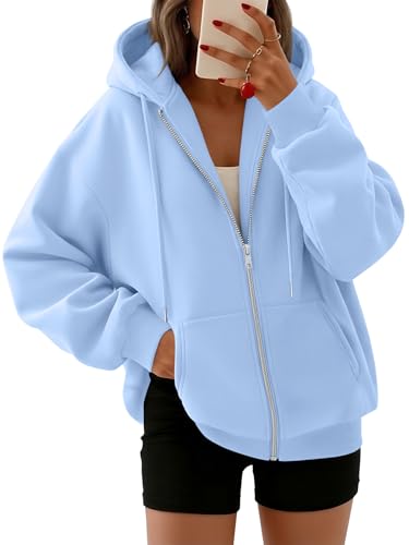 Women's Oversized Zip-Up Fleece Hoodie Sweatshirt