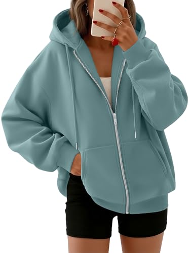 Women's Oversized Zip-Up Fleece Hoodie Sweatshirt