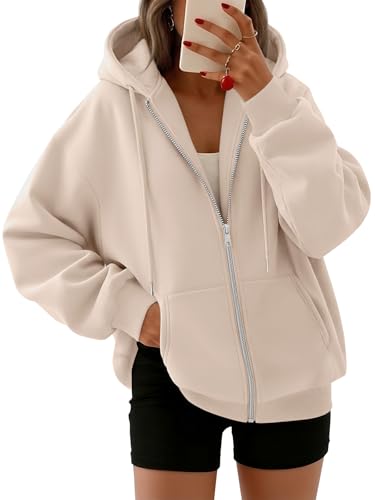Women's Oversized Zip-Up Fleece Hoodie Sweatshirt