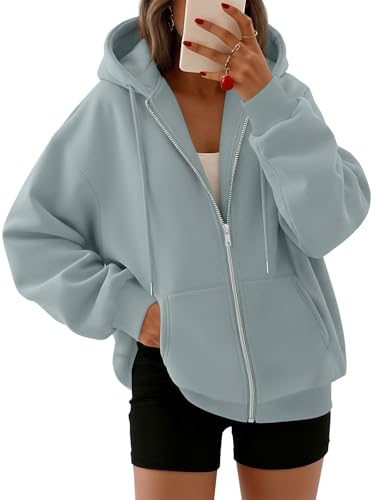 Women's Oversized Zip-Up Fleece Hoodie Sweatshirt