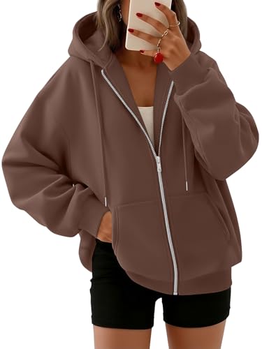 Women's Oversized Zip-Up Fleece Hoodie Sweatshirt
