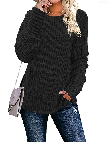 Women's Long Sleeve Crew Neck Lightweight Tunic Sweatshirt