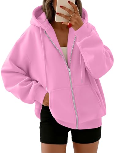 Women's Oversized Zip-Up Fleece Hoodie Sweatshirt