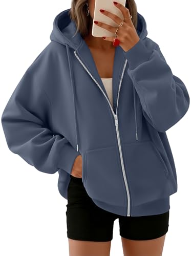 Women's Oversized Zip-Up Fleece Hoodie Sweatshirt
