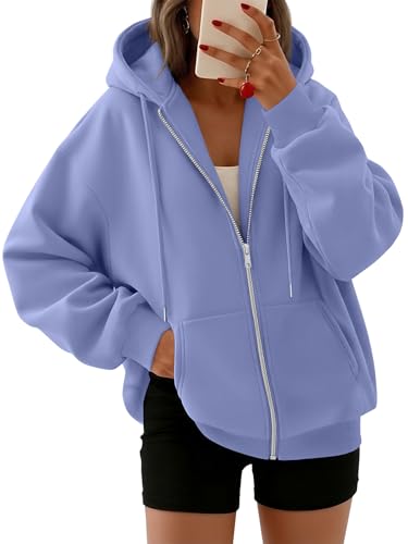 Women's Oversized Zip-Up Fleece Hoodie Sweatshirt