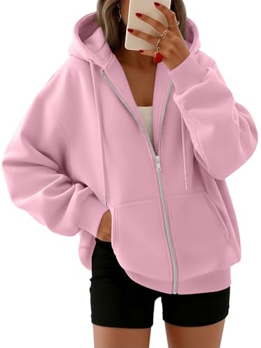 Women's Oversized Zip-Up Fleece Hoodie Sweatshirt