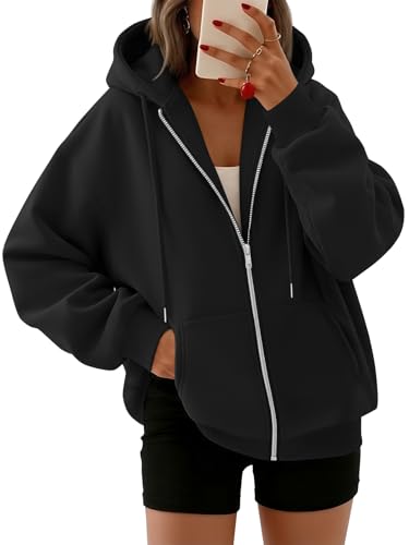 Women's Oversized Zip-Up Fleece Hoodie Sweatshirt