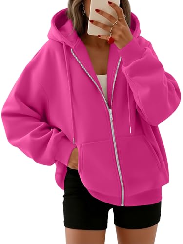Women's Oversized Zip-Up Fleece Hoodie Sweatshirt