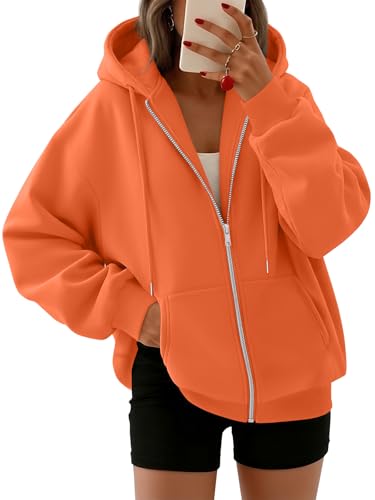 Women's Oversized Zip-Up Fleece Hoodie Sweatshirt
