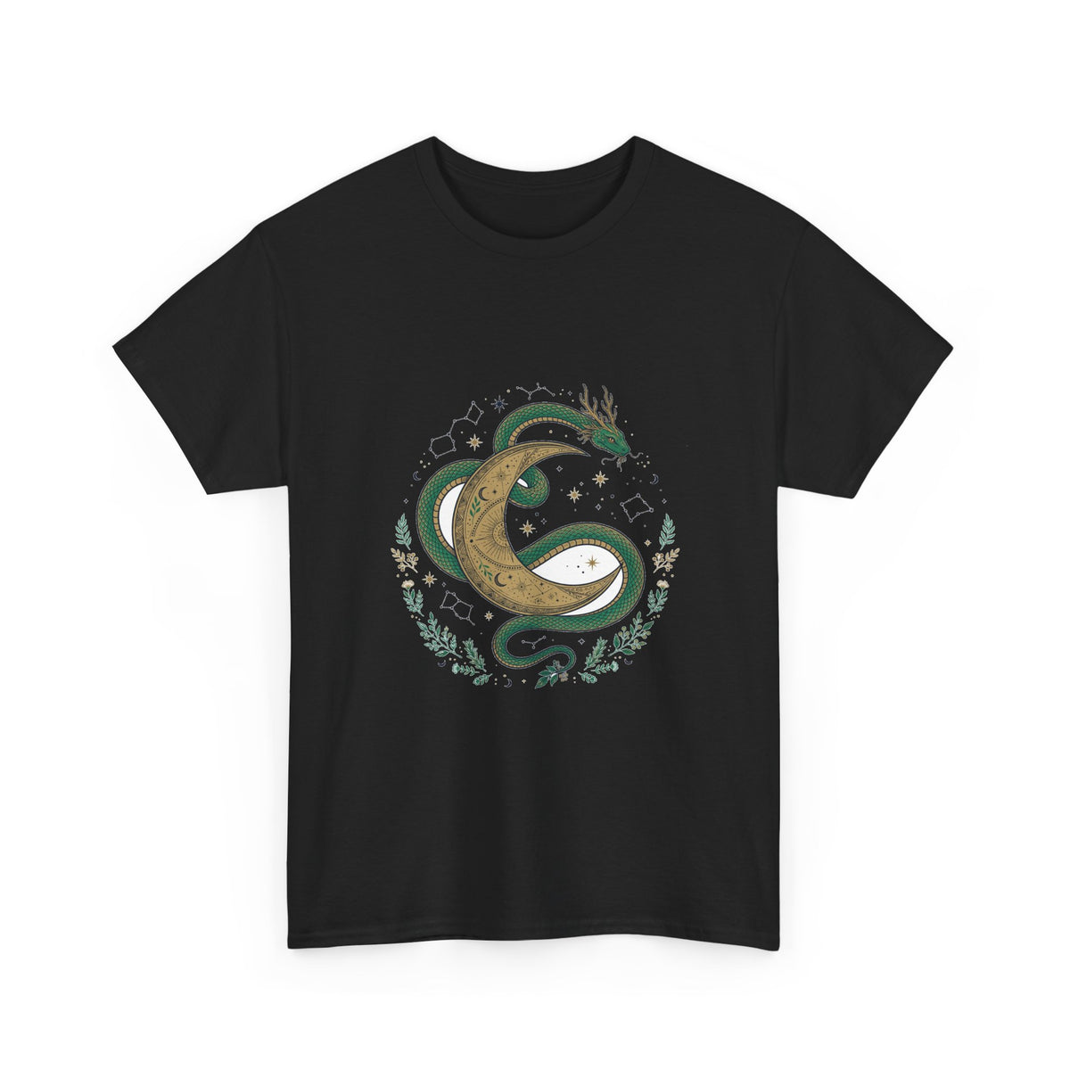Celestial Snake and Moon T-Shirt | Mystical Serpent Tee