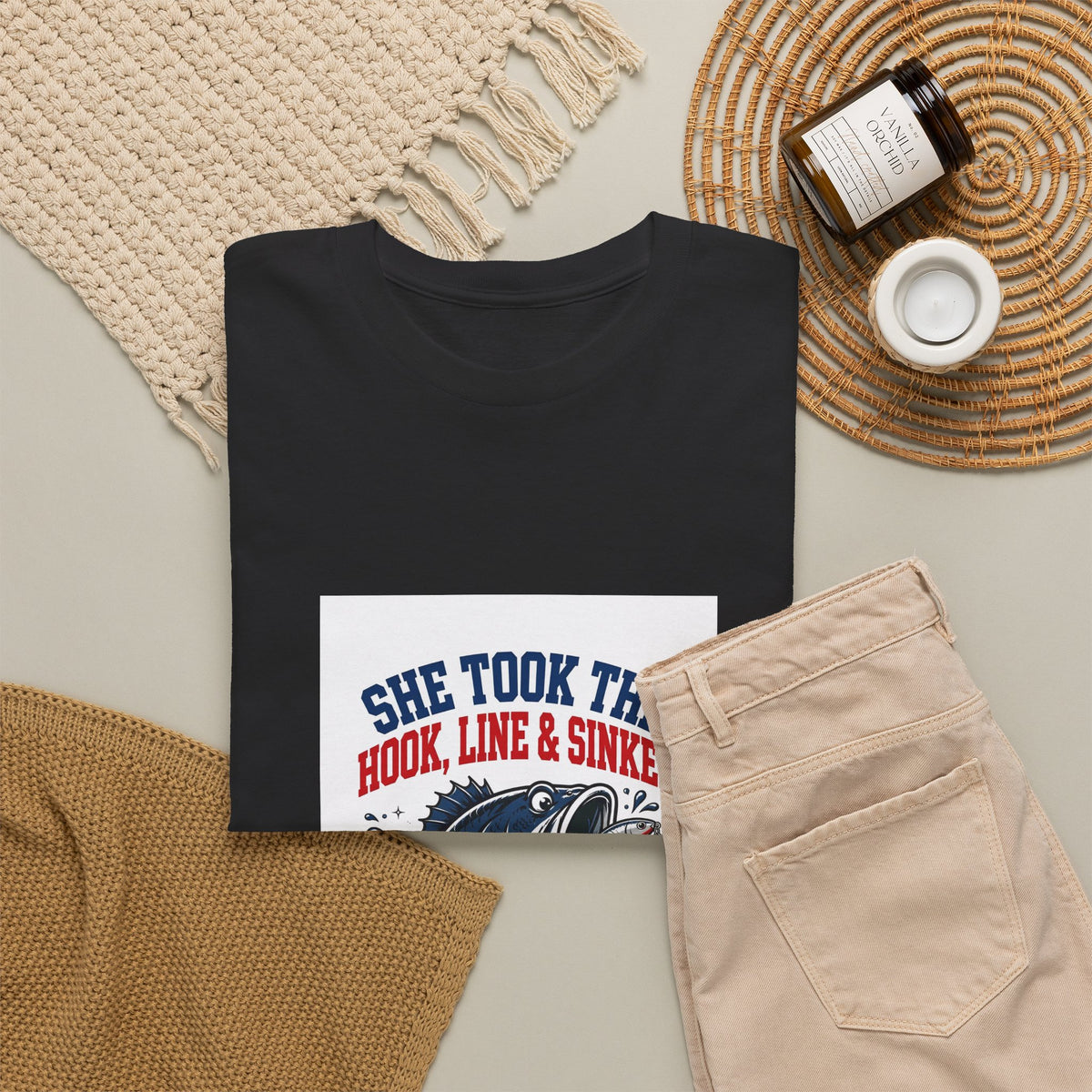 She Took the Hook, Line & Sinker — Funny Fishing T-Shirt