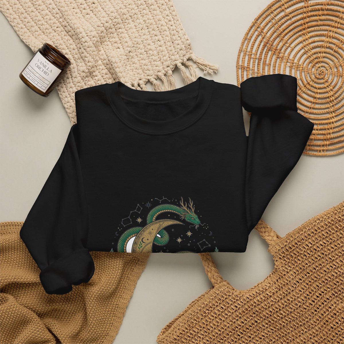 Celestial Snake and Moon Sweatshirt