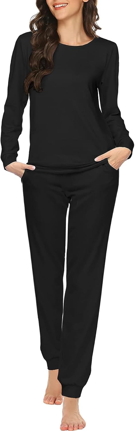Ekouaer Womens Jogger Pajama Sets Long Sleeve Sleepwear Lounge Sets XS-XXL