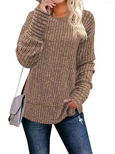 Women's Long Sleeve Crew Neck Lightweight Tunic Sweatshirt