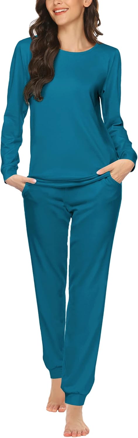 Ekouaer Womens Jogger Pajama Sets Long Sleeve Sleepwear Lounge Sets XS-XXL