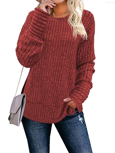 Women's Long Sleeve Crew Neck Lightweight Tunic Sweatshirt