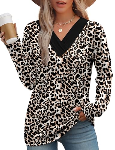Women's V-Neck Long Sleeve Button Down Tunic Top