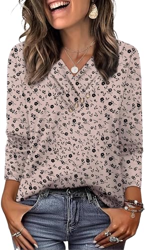 Women's V-Neck Long Sleeve Button Down Tunic Top