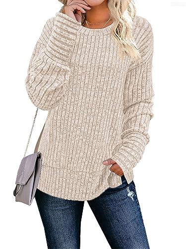 Women's Long Sleeve Crew Neck Lightweight Tunic Sweatshirt