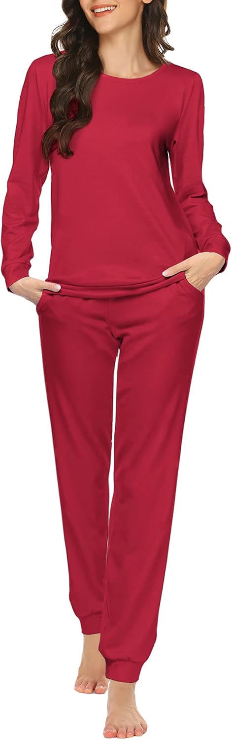 Ekouaer Womens Jogger Pajama Sets Long Sleeve Sleepwear Lounge Sets XS-XXL
