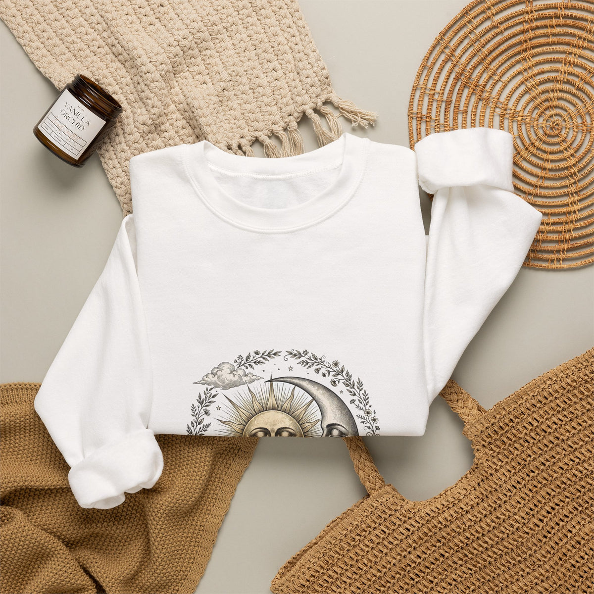 Vintage Celestial Sun and Moon Sweatshirt