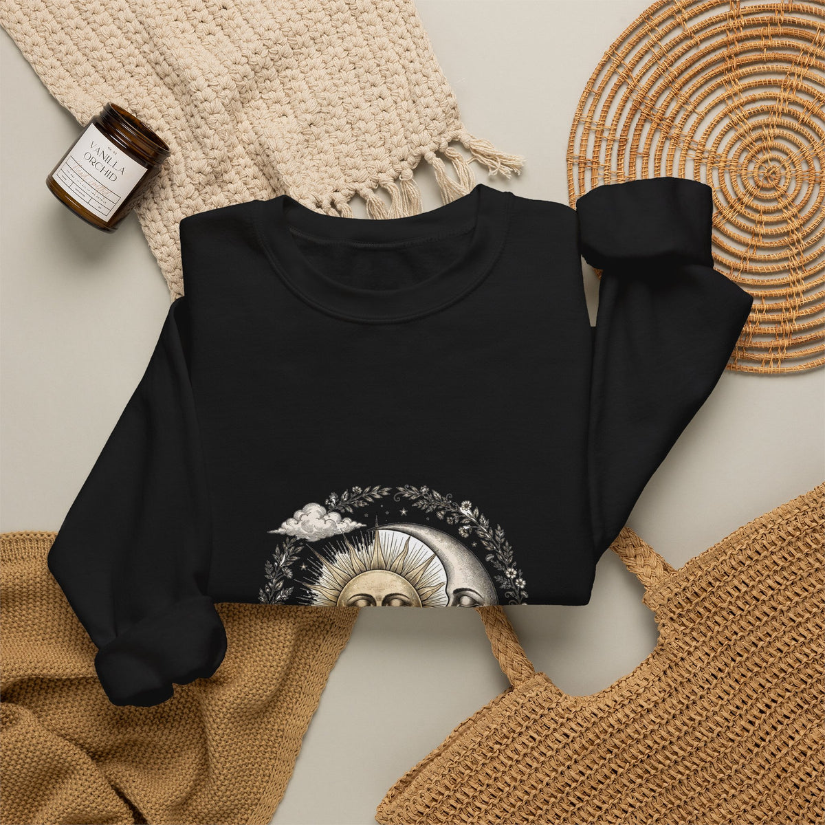 Vintage Celestial Sun and Moon Sweatshirt