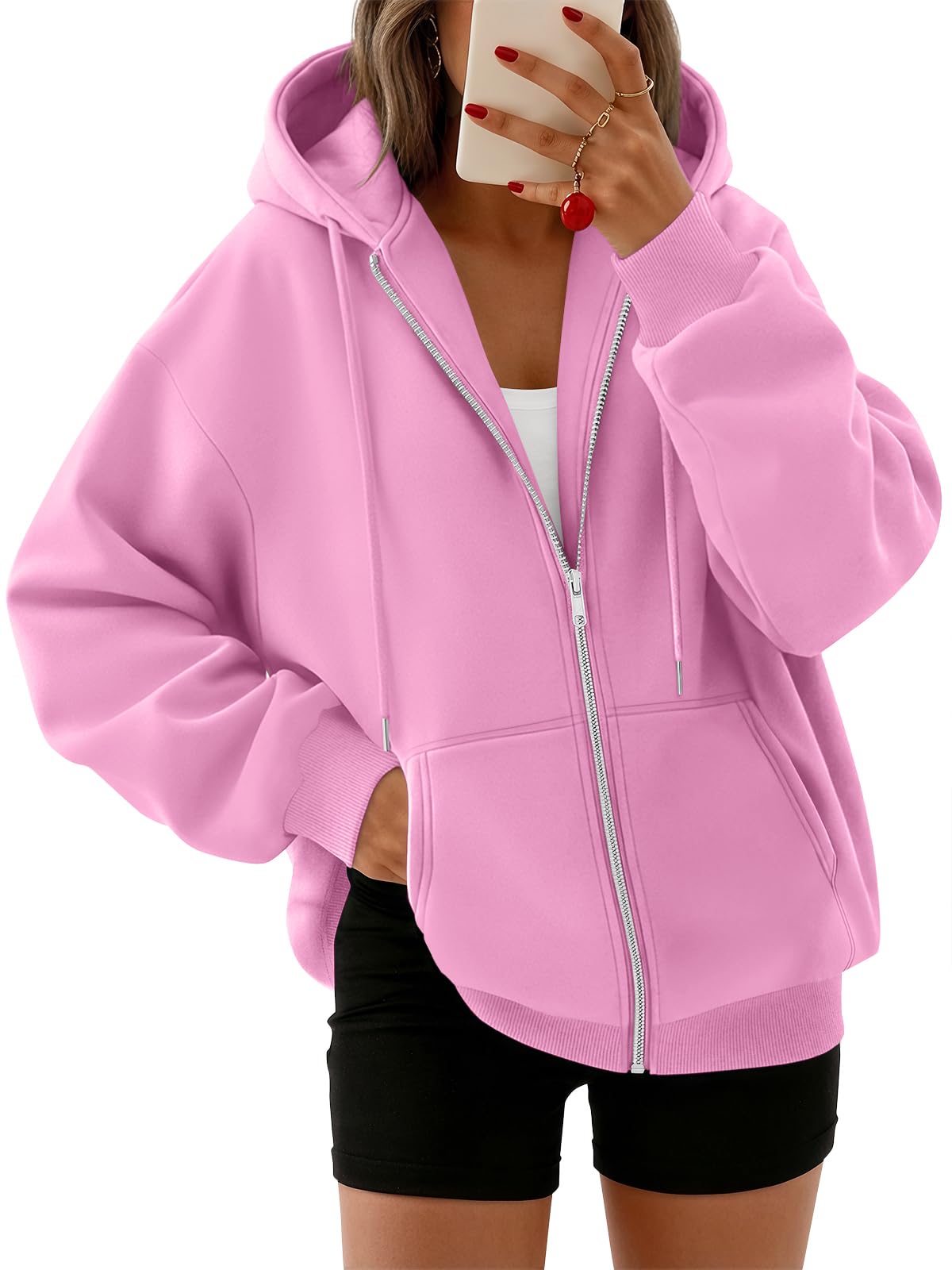 Trendy Queen Womens Oversized Zip Up Hoodies Y2K Fall Sweatshirts 2026