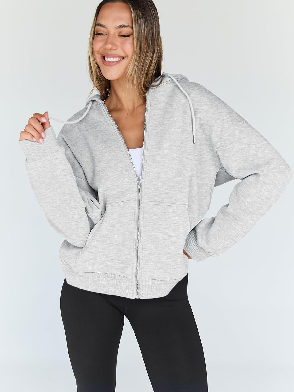 Women's Oversized Zip-Up Fleece Hoodie Sweatshirt