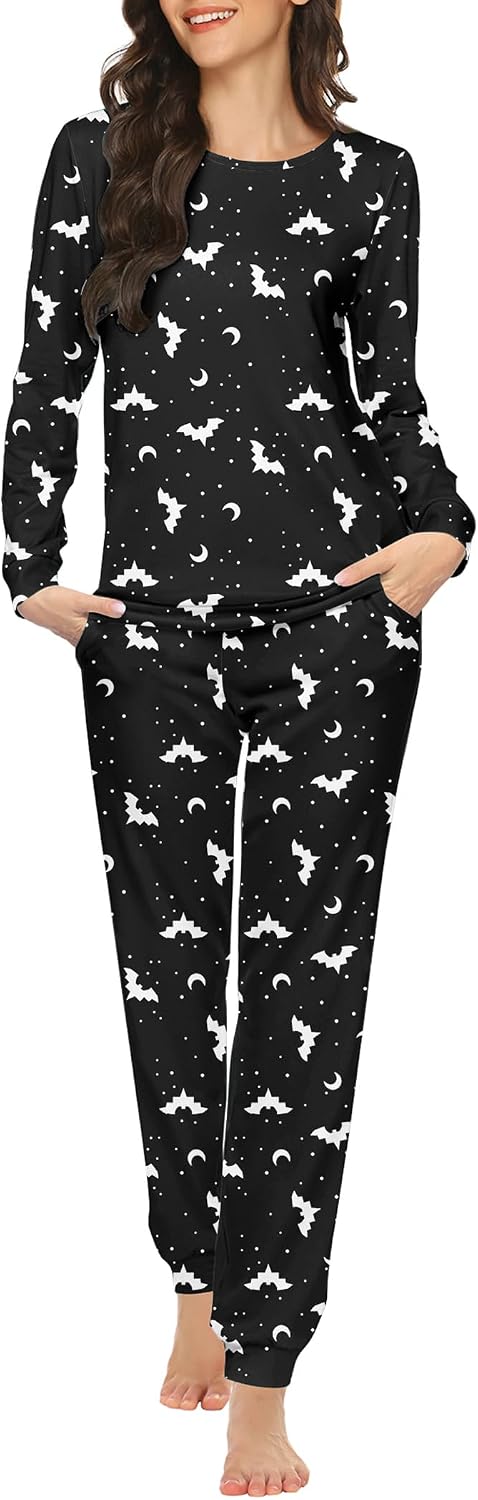 Ekouaer Womens Jogger Pajama Sets Long Sleeve Sleepwear Lounge Sets XS-XXL