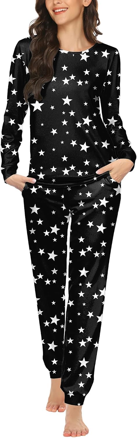 Ekouaer Womens Jogger Pajama Sets Long Sleeve Sleepwear Lounge Sets XS-XXL