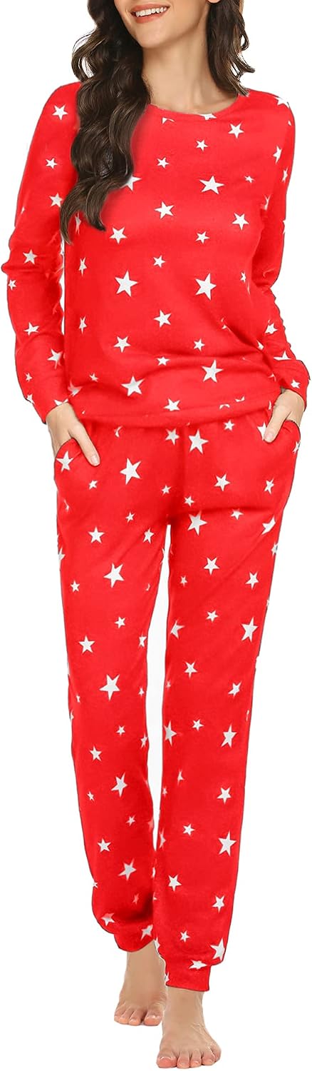 Ekouaer Womens Jogger Pajama Sets Long Sleeve Sleepwear Lounge Sets XS-XXL