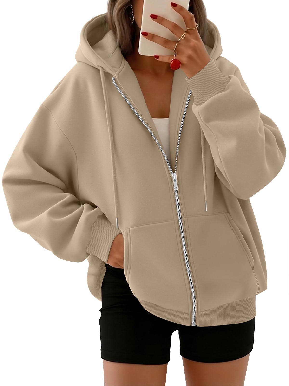 Trendy Queen Womens Oversized Zip Up Hoodies Y2K Fall Sweatshirts 2026