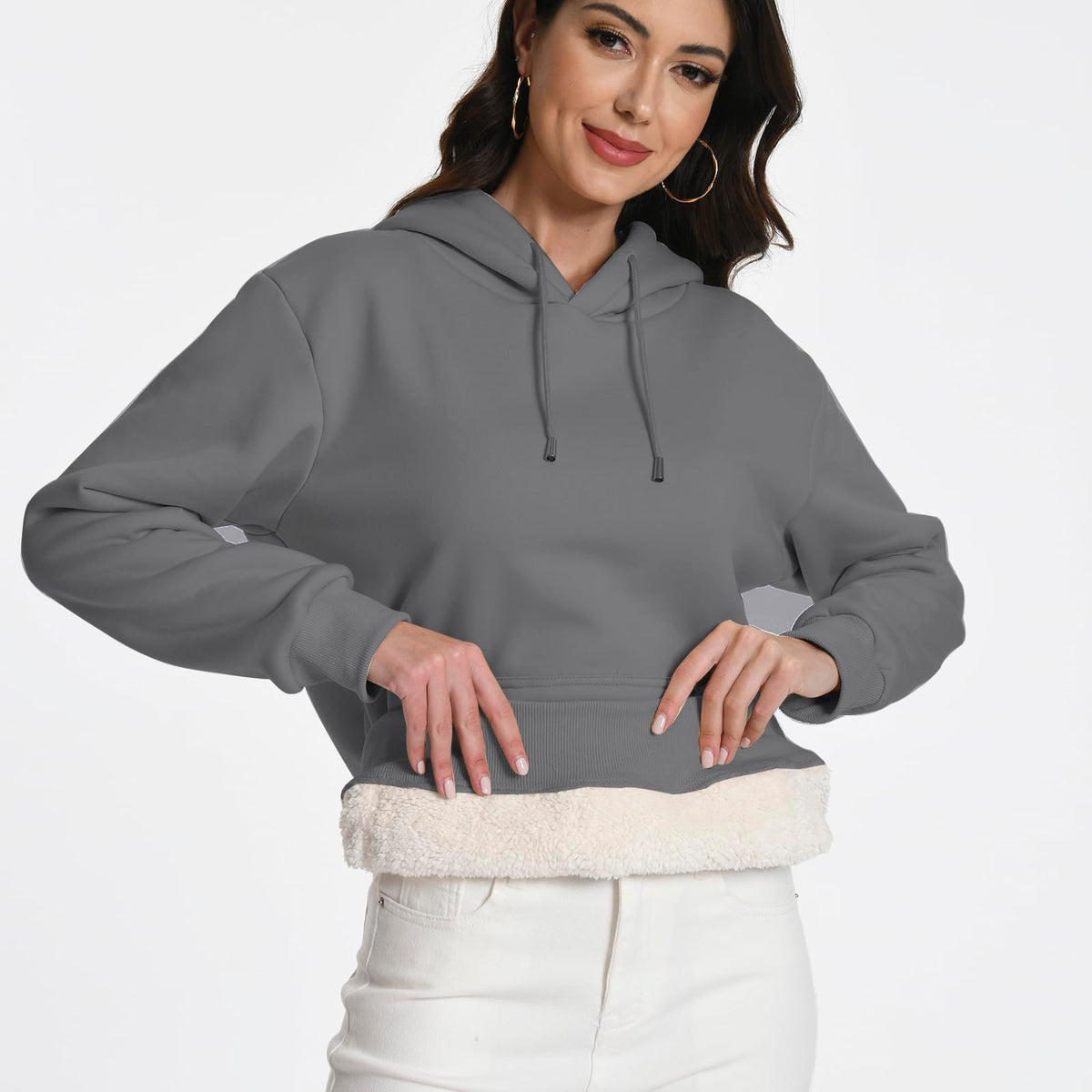 Women's Sherpa Lined Hoodie, Warm Fleece Pullover Sweatshirt with Pocket